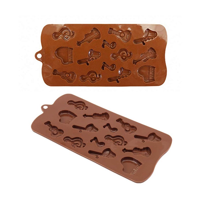 HiParty 2Pcs Musical Instrument Silicone Chocolate Mold Music Note Bass Guitar Piano Saxophone Shape Candy Mini Soap Crayon Melt Mould Ice Cube Trays - Image 4